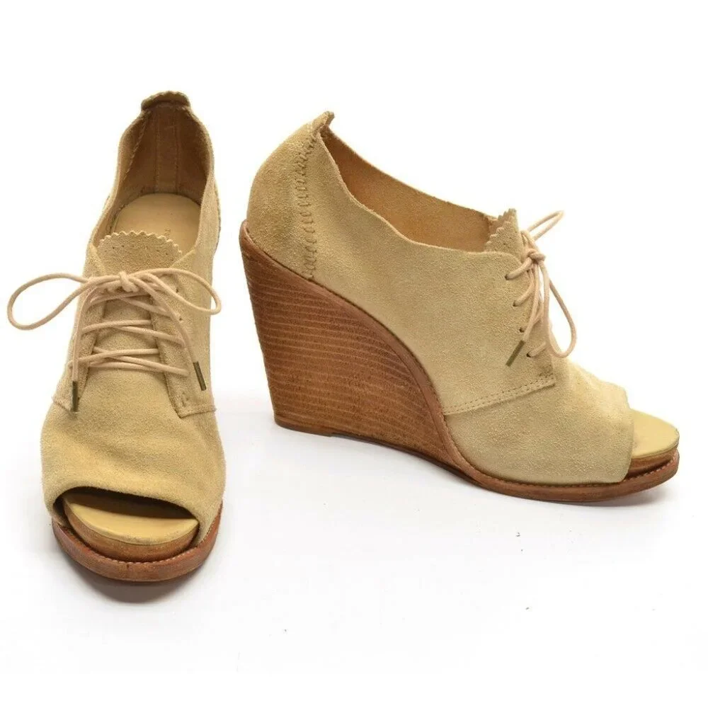 rag & bone Sunderland Tan Lace Up Wedge Pumps 41